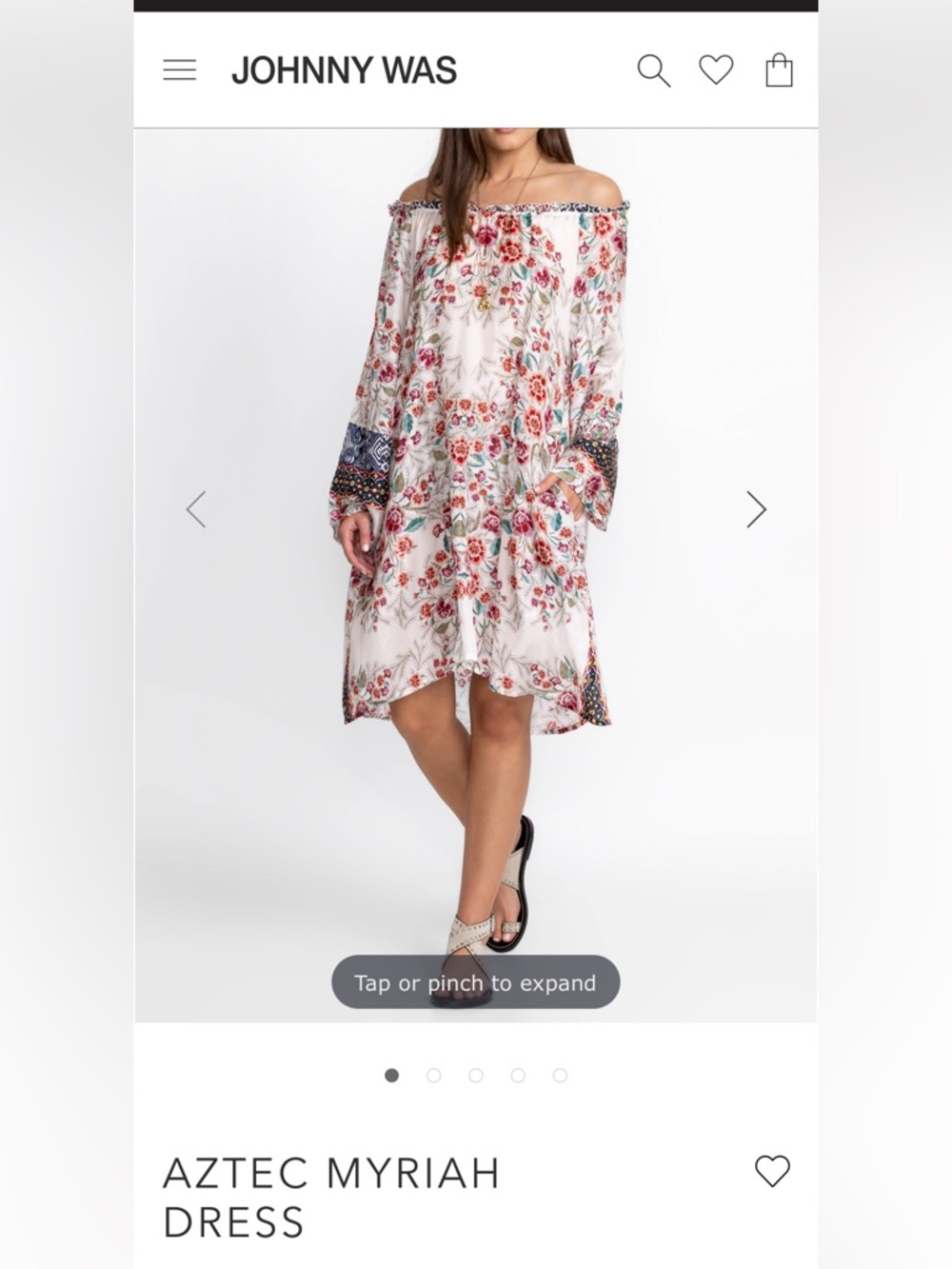 Johnny Was White Floral Peasant Tunic with Rose Print SILK S pockets